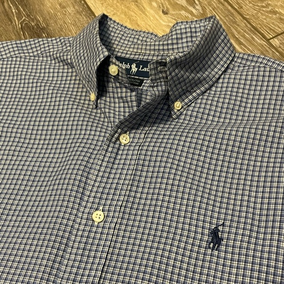Blue plaid long sleeved Polo shirt - Picture 8 of 8